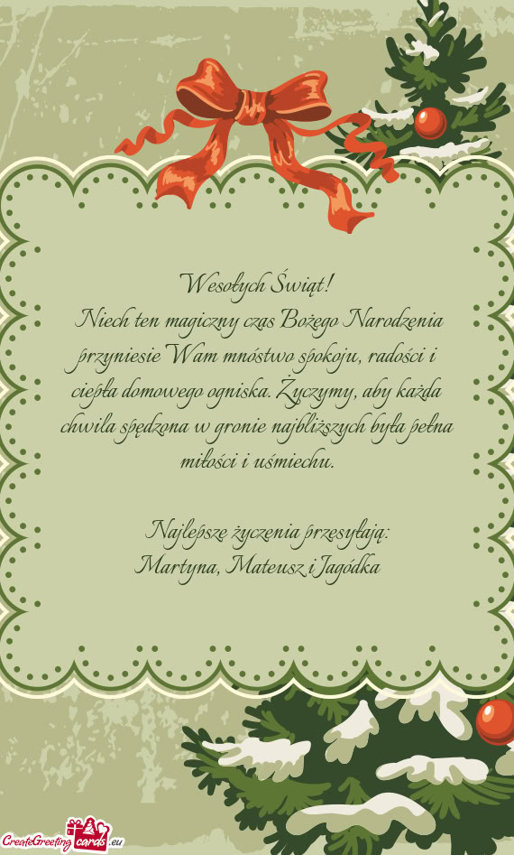 ​Niech ten magiczny czas Bożego Narodzenia przyniesie Wam mnóstwo spokoju, radości i ciepła do