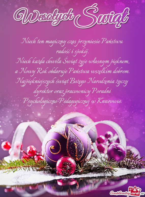 Niech ten magiczny czas przyniesie Państwu