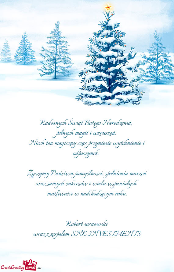 Niech ten magiczny czas przyniesie wytchnienie i odpoczynek