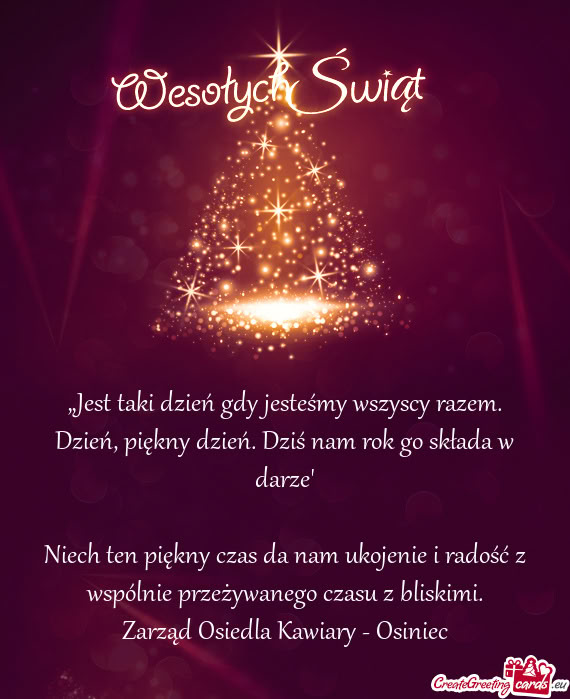 Niech ten piękny czas da nam ukojenie i radość z wspólnie przeżywanego czasu z bliskimi