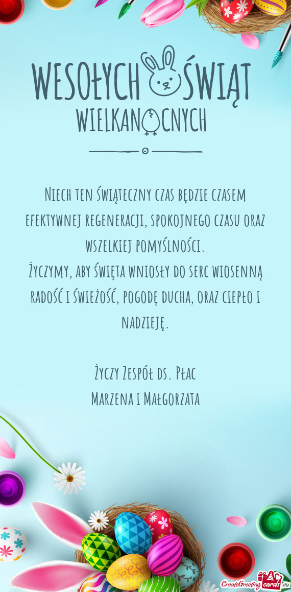 Niech ten świąteczny czas będzie czasem efektywnej regeneracji, spokojnego czasu oraz wszelkiej p
