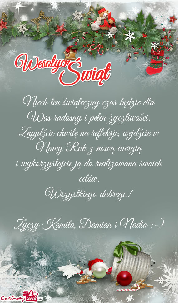 Niech ten świąteczny czas będzie dla Was radosny i pełen życzliwości