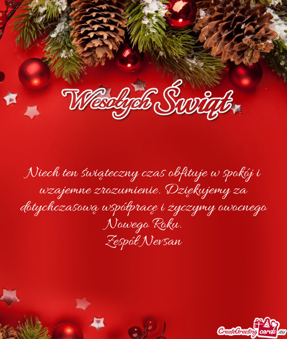 Niech ten świąteczny czas obfituje w spokój i wzajemne zrozumienie