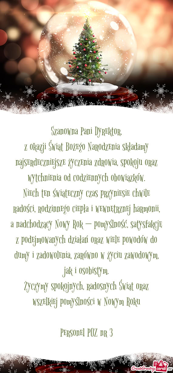 Niech ten świąteczny czas przyniesie chwile radości, rodzinnego ciepła i wewnętrznej harmonii