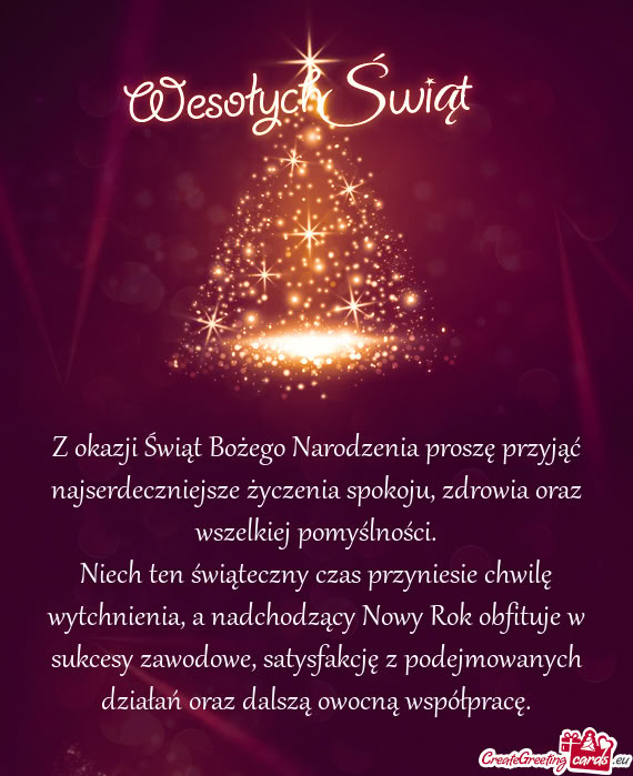 Niech ten świąteczny czas przyniesie chwilę wytchnienia, a nadchodzący Nowy Rok obfituje w sukce