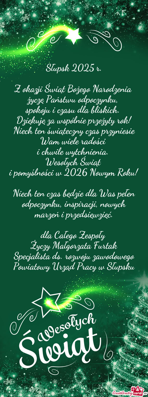 Niech ten świąteczny czas przyniesie Wam wiele radości