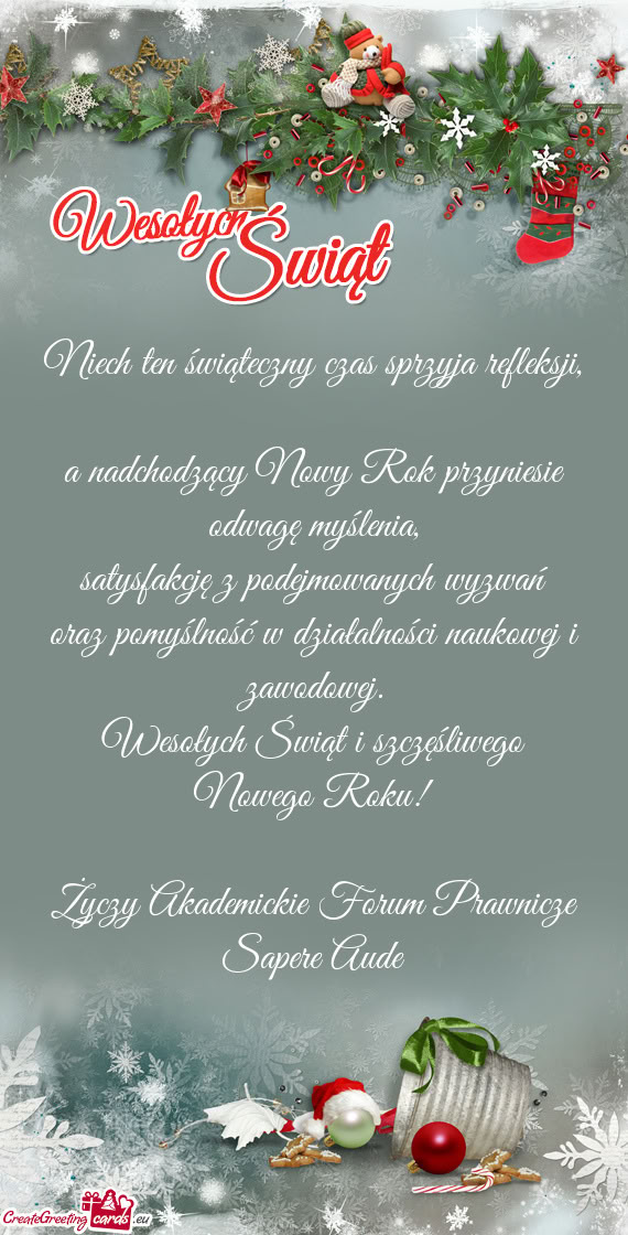 Niech ten świąteczny czas sprzyja refleksji