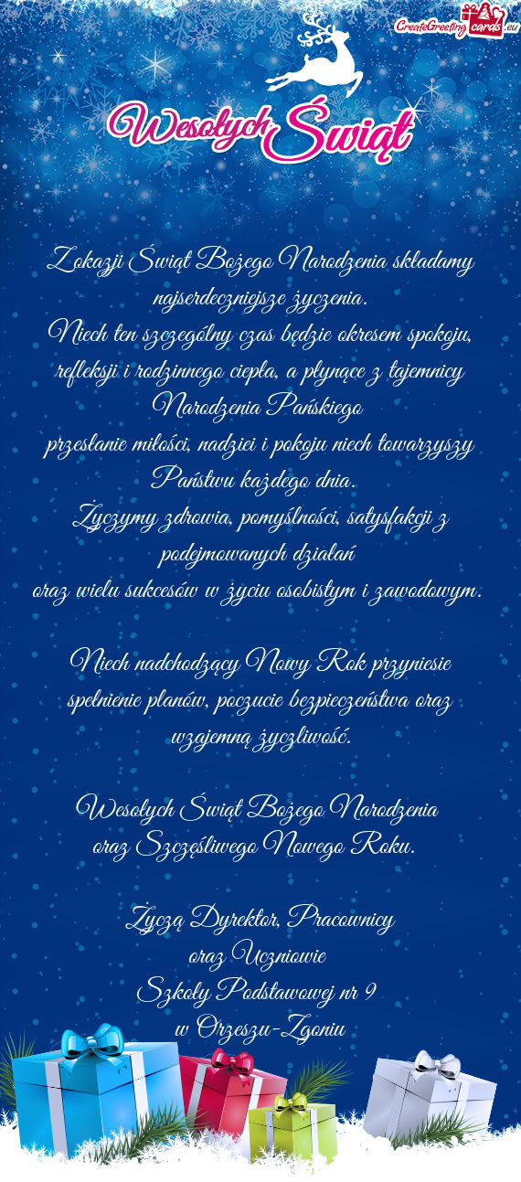 Niech ten szczególny czas będzie okresem spokoju, refleksji i rodzinnego ciepła, a płynące z ta