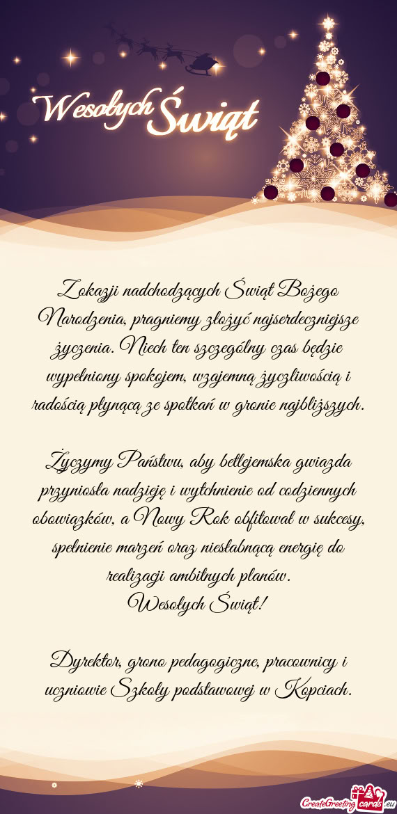 Niech ten szczególny czas będzie wypełniony spokojem, wzajemną życzliwością i radością pł