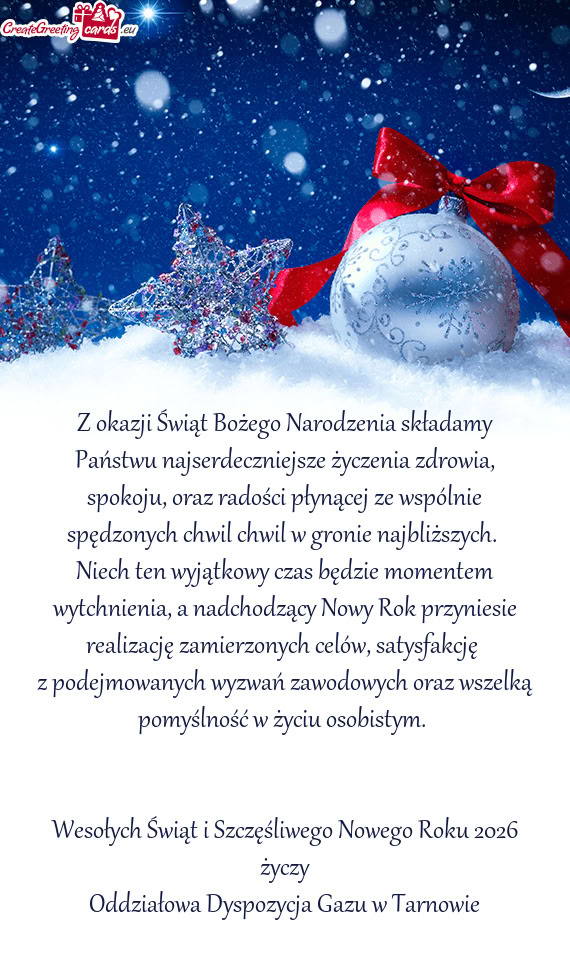 Niech ten wyjątkowy czas będzie momentem wytchnienia, a nadchodzący Nowy Rok przyniesie realizacj