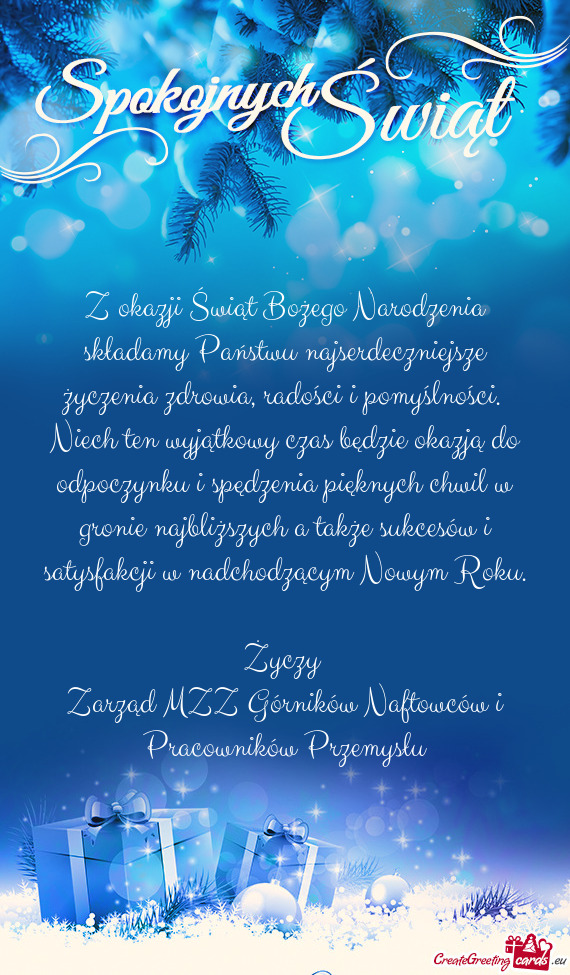 Niech ten wyjątkowy czas będzie okazją do odpoczynku i spędzenia pięknych chwil w gronie najbli