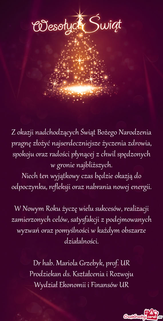 Niech ten wyjątkowy czas będzie okazją do odpoczynku, refleksji oraz nabrania nowej energii