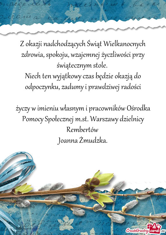 Niech ten wyjątkowy czas będzie okazją do odpoczynku, zadumy i prawdziwej radości