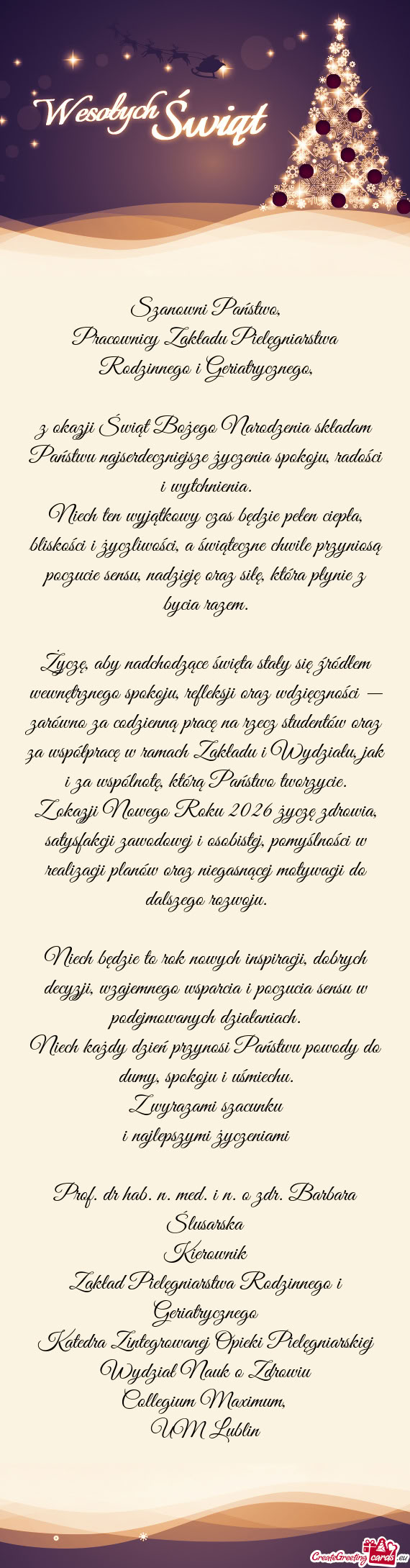 Niech ten wyjątkowy czas będzie pełen ciepła, bliskości i życzliwości, a świąteczne chwile