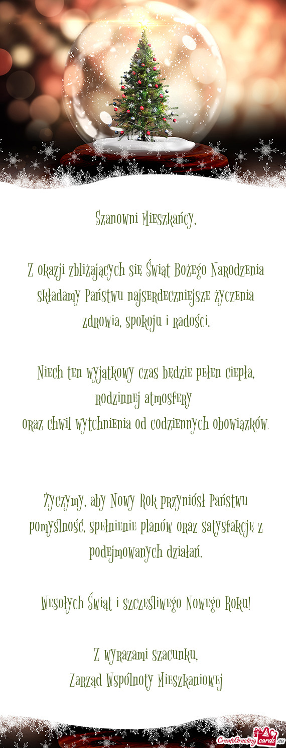 Niech ten wyjątkowy czas będzie pełen ciepła, rodzinnej atmosfery
