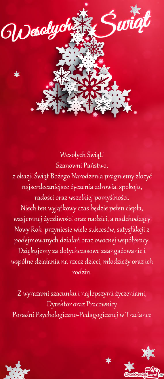 Niech ten wyjątkowy czas będzie pełen ciepła, wzajemnej życzliwości oraz nadziei, a nadchodzą