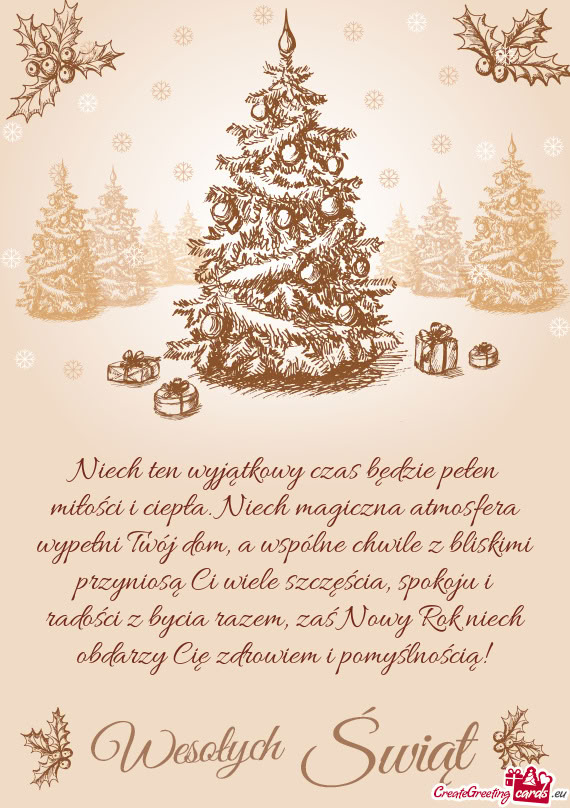 Niech ten wyjątkowy czas będzie pełen miłości i ciepła. Niech magiczna atmosfera wypełni Twó
