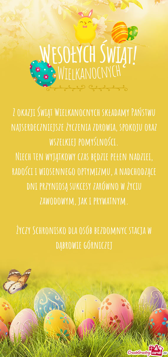 Niech ten wyjątkowy czas będzie pełen nadziei, radości i wiosennego optymizmu, a nadchodzące dn