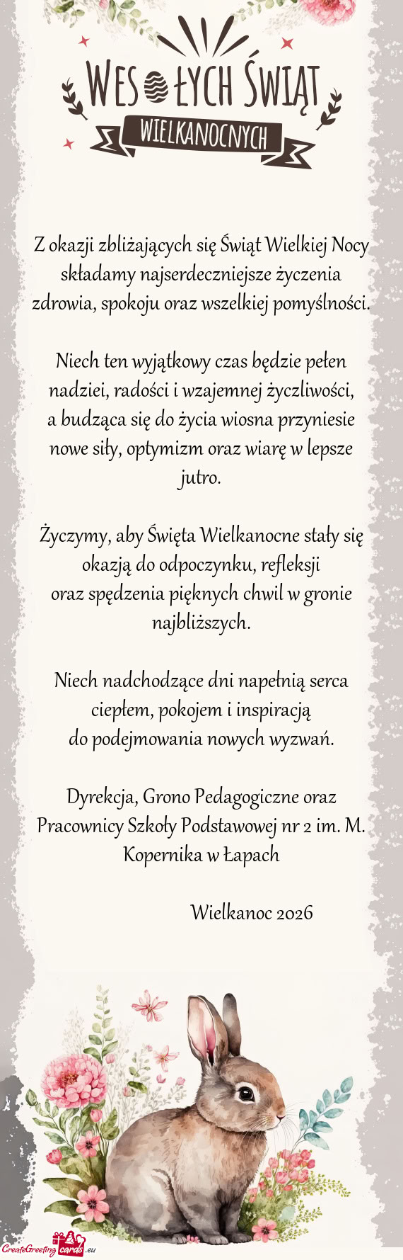 Niech ten wyjątkowy czas będzie pełen nadziei, radości i wzajemnej życzliwości
