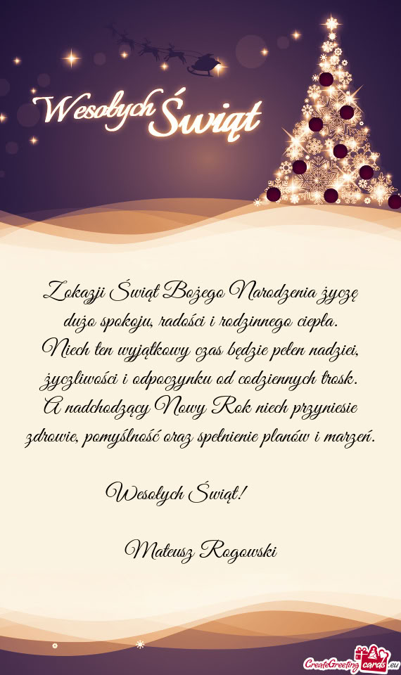 Niech ten wyjątkowy czas będzie pełen nadziei, życzliwości i odpoczynku od codziennych trosk