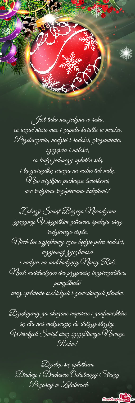 Niech ten wyjątkowy czas będzie pełen radości, wzajemnej życzliwości