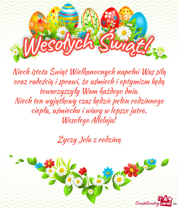 Niech ten wyjątkowy czas będzie pełen rodzinnego ciepła, uśmiechu i wiary w lepsze jutro