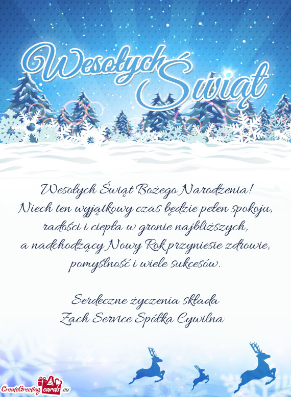 Niech ten wyjątkowy czas będzie pełen spokoju, radości i ciepła w gronie najbliższych