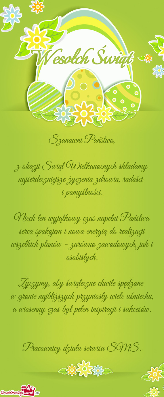 Niech ten wyjątkowy czas napełni Państwa serca spokojem i nowa energią do realizacji wszelkich p
