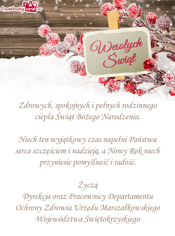 Niech ten wyjątkowy czas napełni Państwa serca szczęściem i nadzieją, a Nowy Rok niech przynie