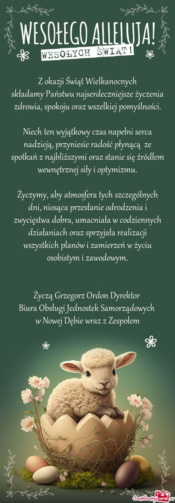 Niech ten wyjątkowy czas napełni serca nadzieją, przyniesie radość płynącą ze spotkań z na