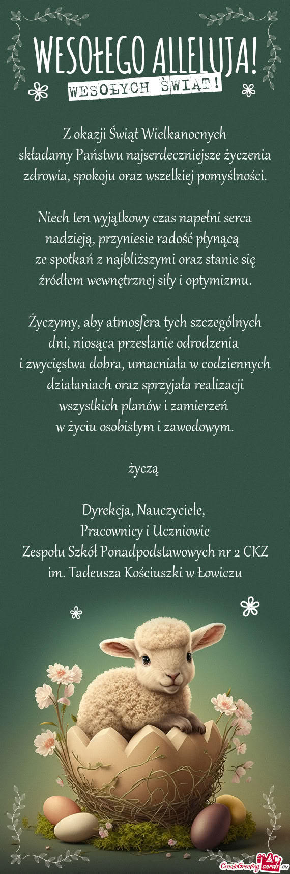 Niech ten wyjątkowy czas napełni serca nadzieją, przyniesie radość płynącą