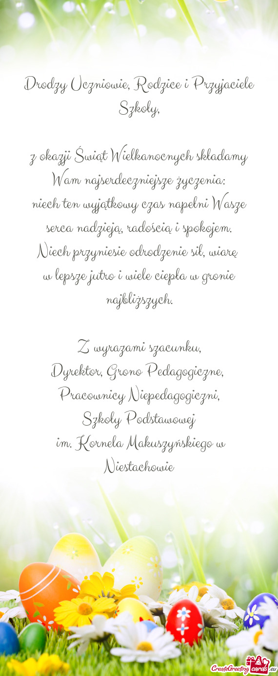 Niech ten wyjątkowy czas napełni Wasze serca nadzieją, radością i spokojem