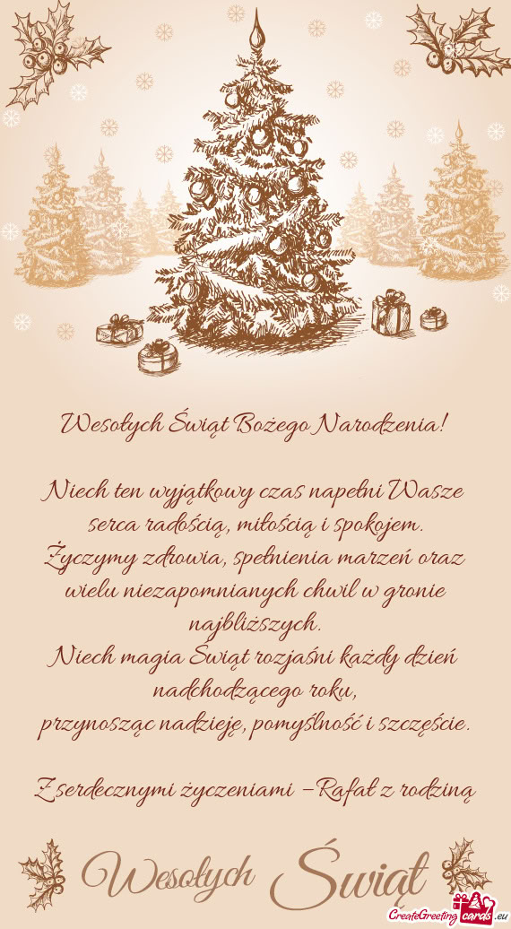 Niech ten wyjątkowy czas napełni Wasze serca radością, miłością i spokojem