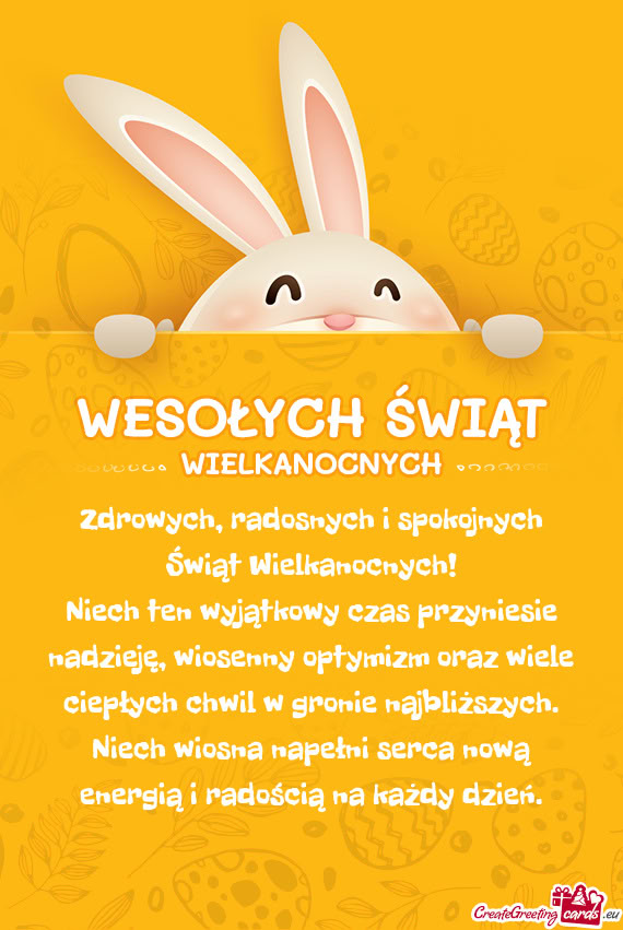 Niech ten wyjątkowy czas przyniesie nadzieję, wiosenny optymizm oraz wiele ciepłych chwil w groni