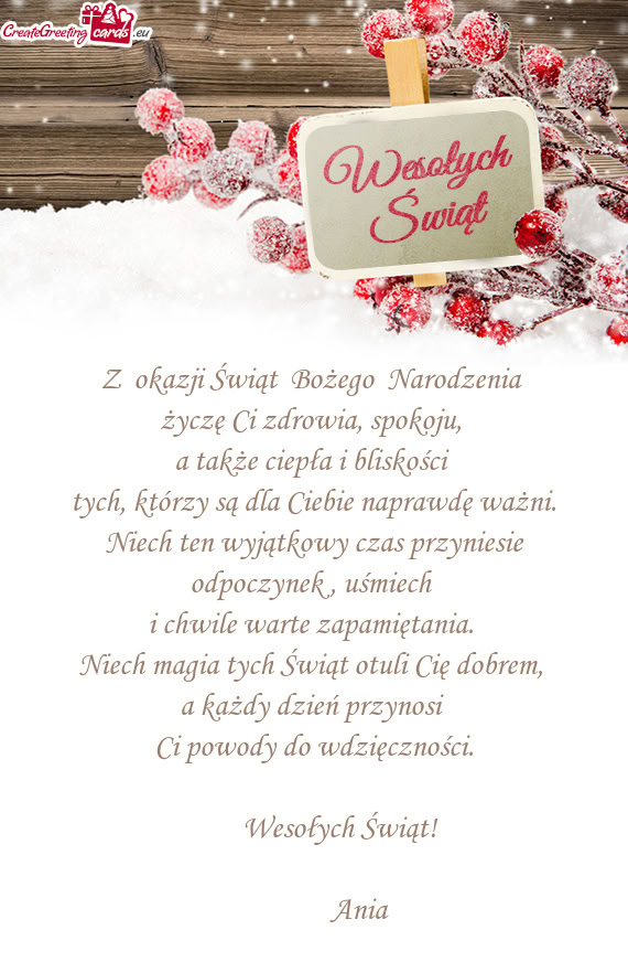 Niech ten wyjątkowy czas przyniesie odpoczynek , uśmiech