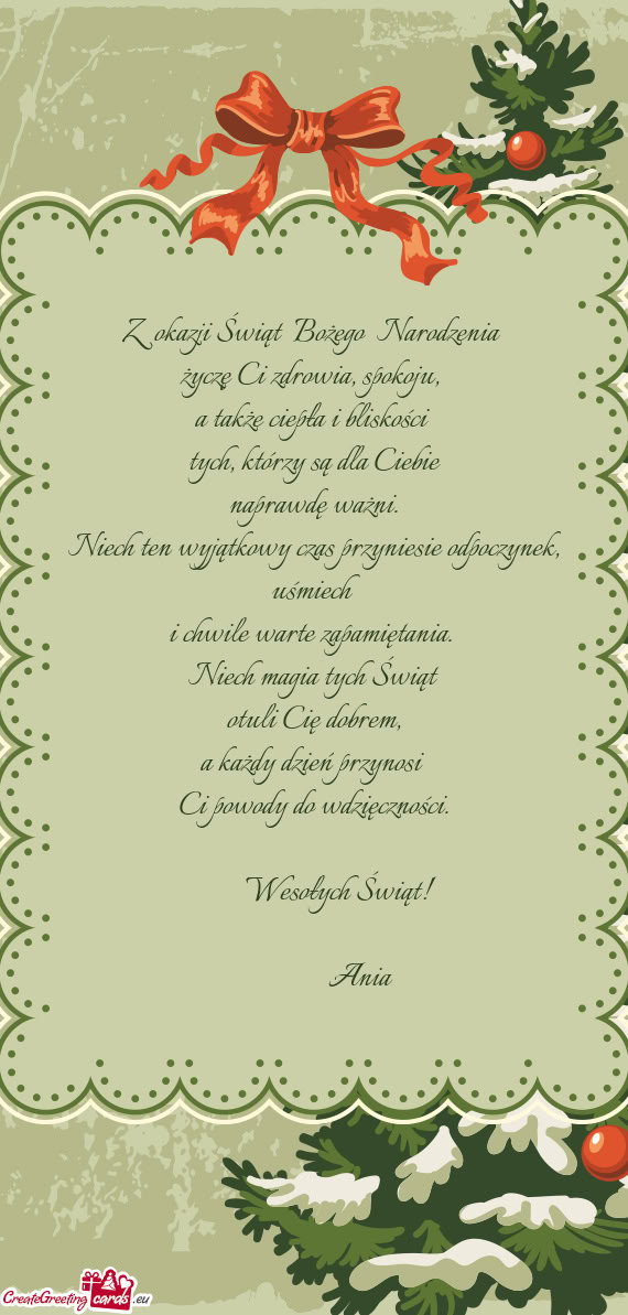 Niech ten wyjątkowy czas przyniesie odpoczynek, uśmiech