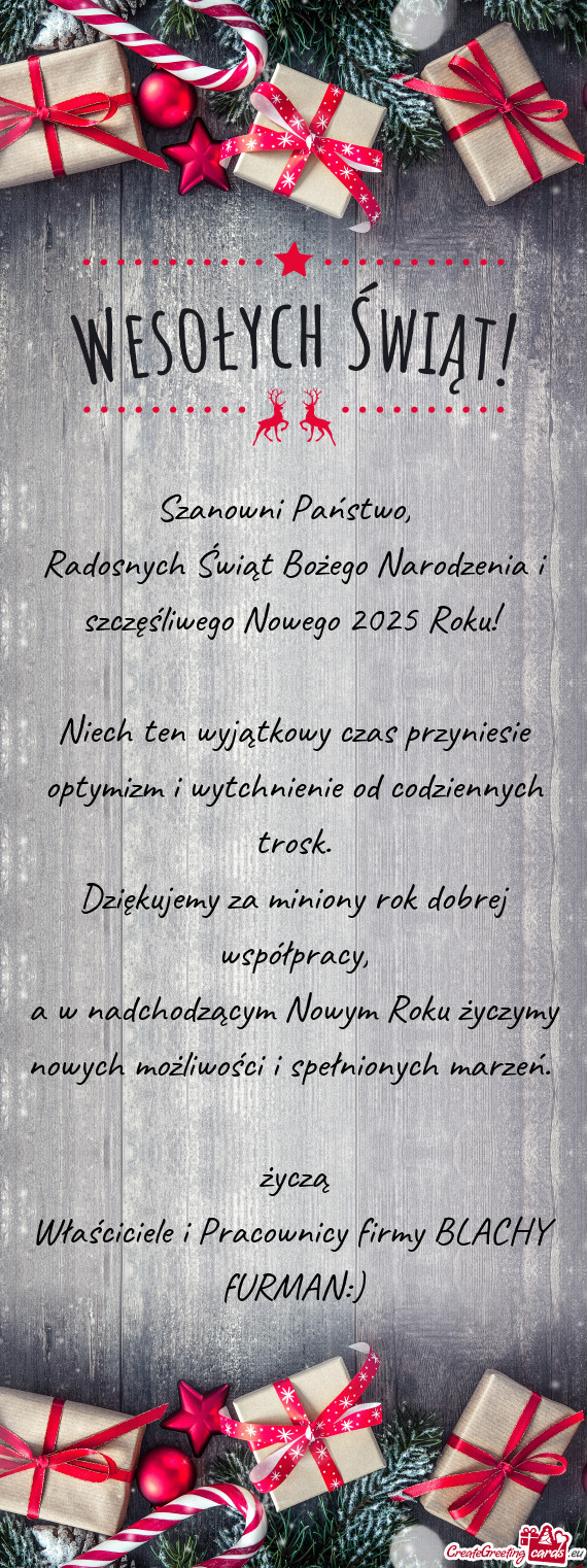 Niech ten wyjątkowy czas przyniesie optymizm i wytchnienie od codziennych trosk