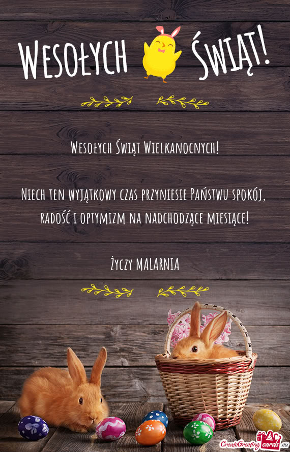 Niech ten wyjątkowy czas przyniesie Państwu spokój