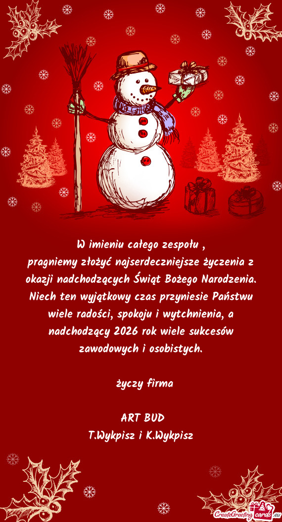 Niech ten wyjątkowy czas przyniesie Państwu wiele radości