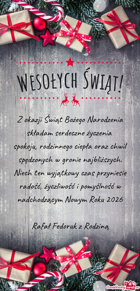 Niech ten wyjątkowy czas przyniesie radość, życzliwość i pomyślność w nadchodzącym Nowym R