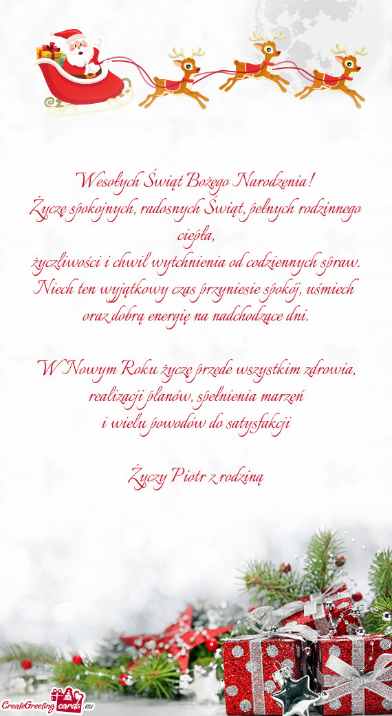 Niech ten wyjątkowy czas przyniesie spokój, uśmiech