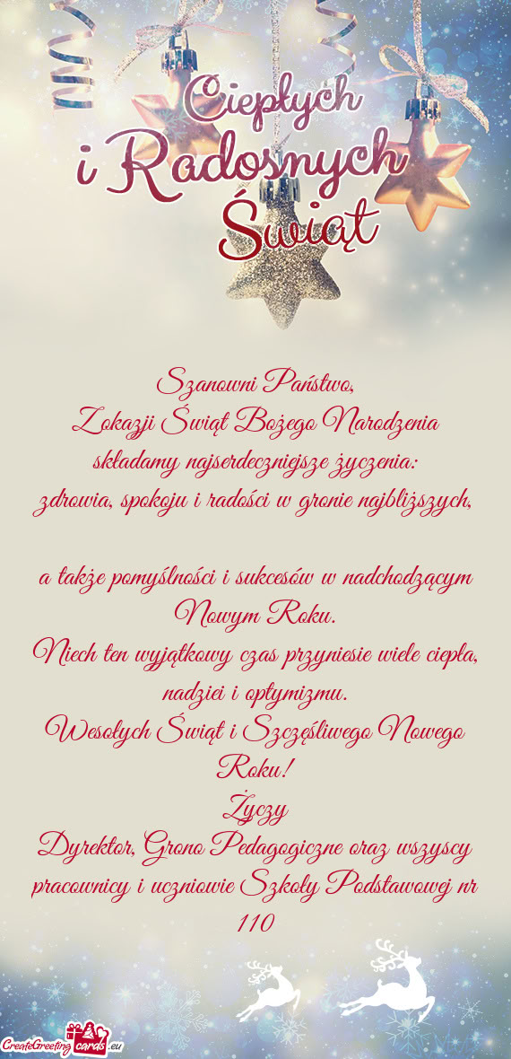 Niech ten wyjątkowy czas przyniesie wiele ciepła, nadziei i optymizmu