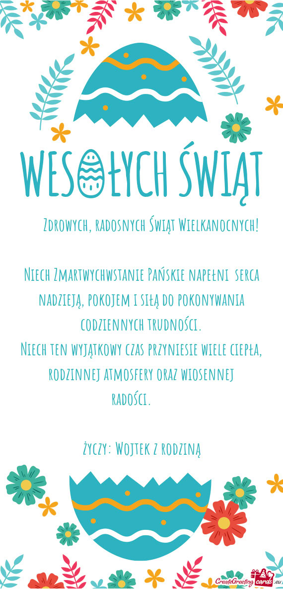 Niech ten wyjątkowy czas przyniesie wiele ciepła, rodzinnej atmosfery oraz wiosennej radości.🪻
