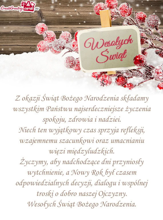 Niech ten wyjątkowy czas sprzyja refleksji, wzajemnemu szacunkowi oraz umacnianiu więzi międzylud