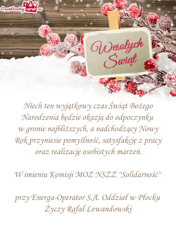 Niech ten wyjątkowy czas Świąt Bożego Narodzenia będzie okazją do odpoczynku