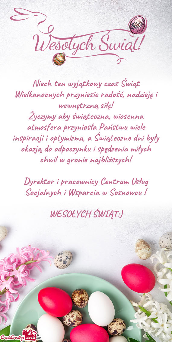 Niech ten wyjątkowy czas Świąt Wielkanocnych przyniesie radość, nadzieję i wewnętrzną siłę