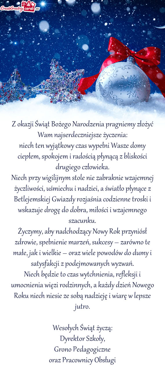 Niech ten wyjątkowy czas wypełni Wasze domy ciepłem, spokojem i radością płynącą z bliskośc