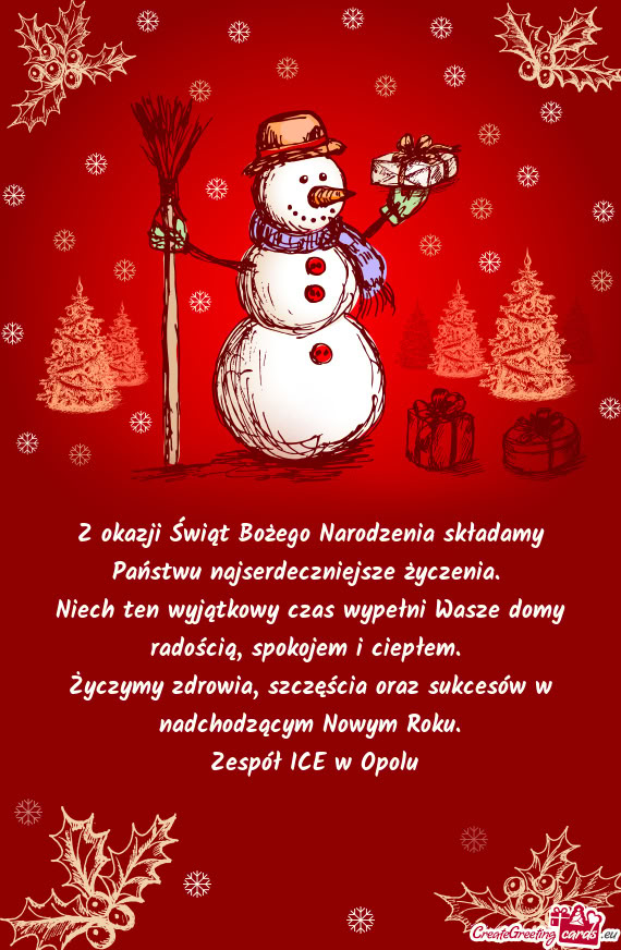 Niech ten wyjątkowy czas wypełni Wasze domy radością, spokojem i ciepłem