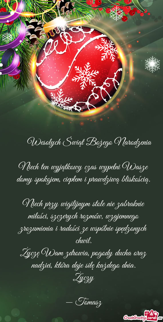 Niech ten wyjątkowy czas wypełni Wasze domy spokojem, ciepłem i prawdziwą bliskością