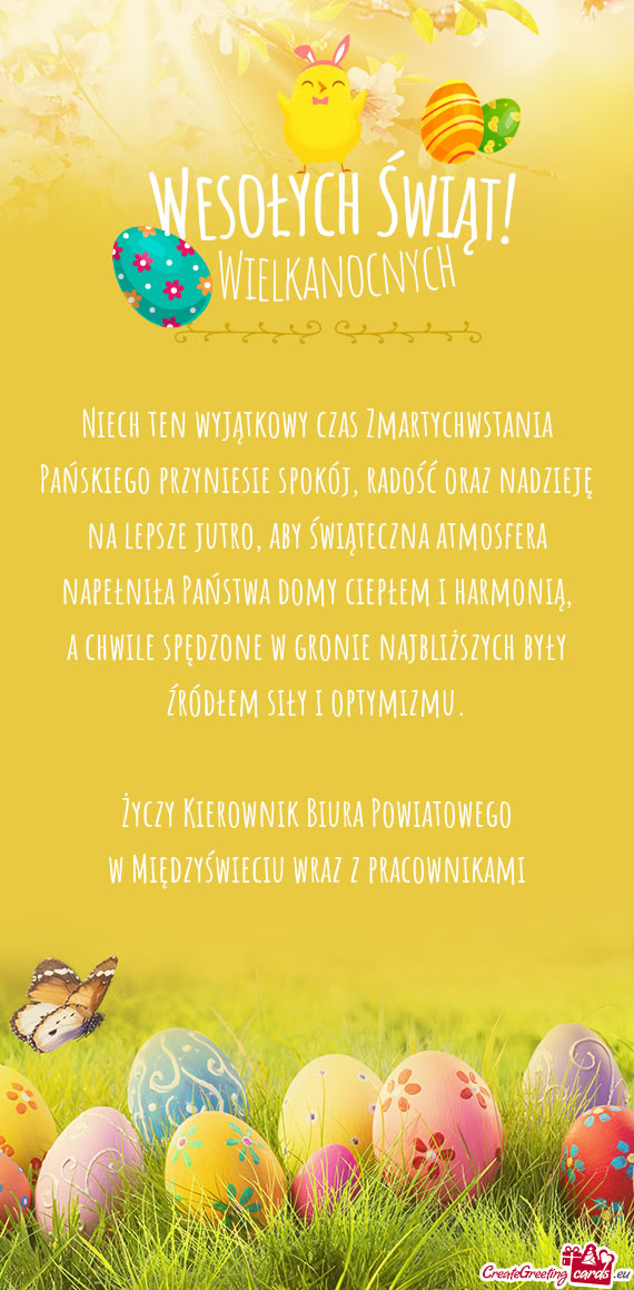 Niech ten wyjątkowy czas Zmartychwstania Pańskiego przyniesie spokój, radość oraz nadzieję na